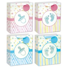 72 Pieces Baby Bag 3d Glitter 7.5x9x4" M - Baby Shower