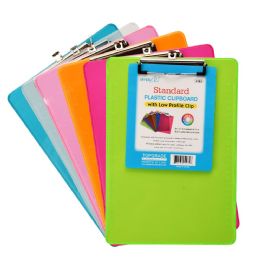 48 pieces Plastic Clipboard Astd Clr 48s W/low Profile Clip - Clipboards and Binders
