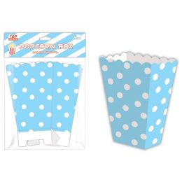 144 Pieces 6ct Popcorn Box BB-Blue Polka Dot - Baby Shower