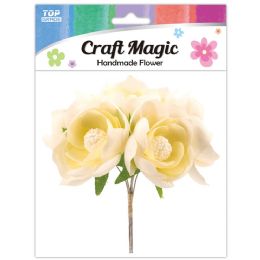 480 Pieces 6-Piece satin flower Yellow 4.5cm - Craft Stems
