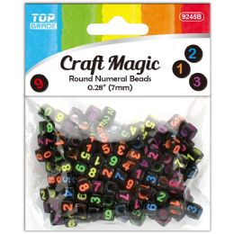 24 pieces Plastic Number Beads Black & Color 4x7mm 20g - Craft Beads