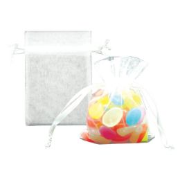 600 Pieces 3x4" 6-Piece Organza Pouch White - Favor Bags & Boxes