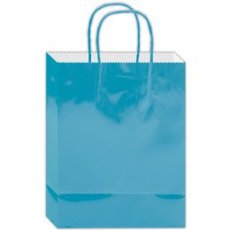 48 pieces Gift Bag 13x10.5x5.5"/l Aqua Glossy - Gift Bags Everyday