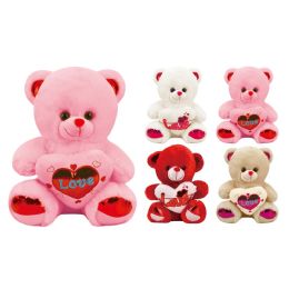 48 pieces 12-inch Bear W/heart 4-Dsgn 48s Ivory And L.coffee - Valentine Decorations