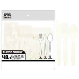 48 pieces 48ct Cultery Macron Ivory 48s - Plastic Serving Ware