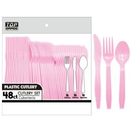 48 pieces 48ct Cutlery Macron Pink 48s - Plastic Dinnerware