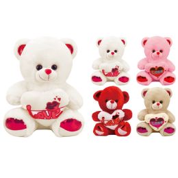 48 pieces 10-inch Bear W/heart 4-Dsgn 48s Mixed Styles - Valentine Decorations