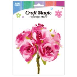 480 Pieces 6-Piece satin flower Hot Pink 3.1cm - Craft Stems