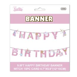 24 pieces B'day Banner Unicorn 12*15cm - Party Banners