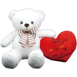 12 pieces 20-inch Bear W/heart White 12s - Valentine Decorations