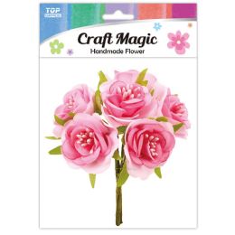 480 Pieces 6-Piece satin flower Pink 3.1cm - Craft Stems