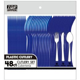 48 pieces 48ct Cutlery Dark Blue 48s - Plastic Dinnerware