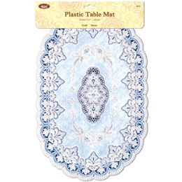 24 pieces Oval Placemat Silver 12x18" - Placemats