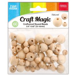 24 pieces Natural Round Beads 60pc 10-16mm - Craft Beads