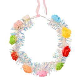 48 pieces Led Flower Headband With Tinsel 19cm - Headbands