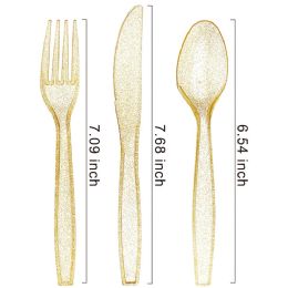 48 pieces 24ct Glitter Cutlery 48s - Plastic Dinnerware