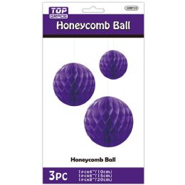 24 pieces 3pc Honeycomb Ball 4-inch/6-inch/8-inch Purple - Hanging Decorations & Cut Out