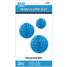 24 pieces 3pc Honeycomb Ball 4-inch/6-inch/8-inch Sky Blue - Hanging Decorations & Cut Out