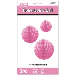 24 pieces 3pc Honeycomb Ball 4-inch/6-inch/8-inch BB-Pink - Hanging Decorations & Cut Out