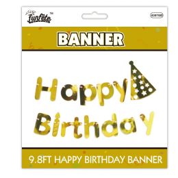 24 pieces B'day Banner 10ft Gold - Party Banners