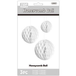 24 pieces 3pc Honeycomb Ball 4-inch/6-inch/8-inch White - Hanging Decorations & Cut Out