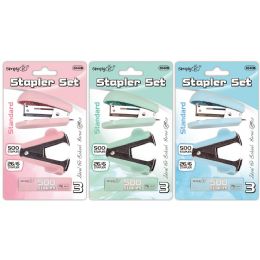 144 Pieces Macaroon Mini Stapler Set as Stapler and Remover - Staples & Staplers