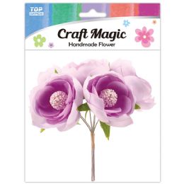 480 Pieces 6-Piece satin flower Purple 4.5cm - Craft Stems