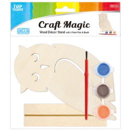 72 Pieces Wood Standing Owl With Paint Set 18x15cm - Craft Kits