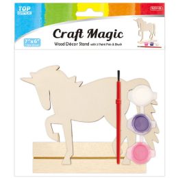72 Pieces Wood Standing Unicorn With Paint Set 18x15cm - Craft Kits