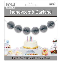 12 pieces #97077sl Honeycomb Garland 7.2ft/6ct Silver - Hanging Decorations & Cut Out