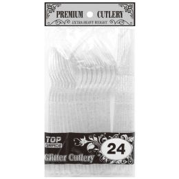 48 pieces 24ct Glitter Cutlery 48s - Plastic Dinnerware