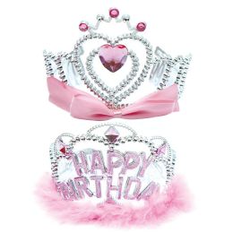 24 pieces 5-inch B'day Tiara - Pink - Party Hats & Tiara