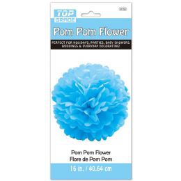 12 pieces #97015lb 16-inch Paper Pom Pom Flower L.blue - Hanging Decorations & Cut Out