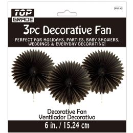 12 pieces 6-inch/3ct Deco Fan Blk - Hanging Decorations & Cut Out