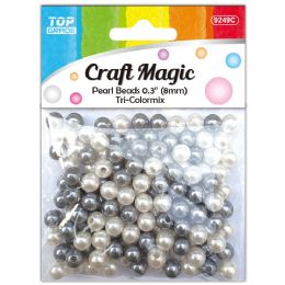 24 pieces 8mm/35g Plastic Pearls Smoke+gray++white - Craft Beads