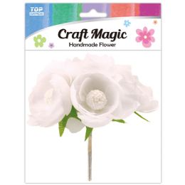 480 Pieces 6-Piece satin flower White 4.5cm - Craft Stems
