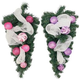 12 pieces X'mas Triangle Hanging 23-inch/12s 2-Dsgn Astd Clr Pink&lavender - Hanging Decorations & Cut Out