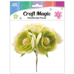 480 Pieces 6-Piece satin flower Green 4.5cm - Craft Stems