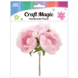 480 Pieces 6-Piece satin flower Pink 4.5cm - Craft Stems