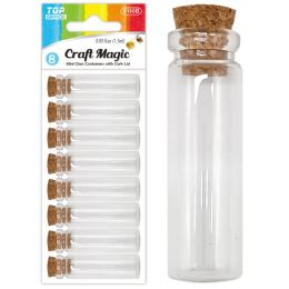 24 pieces 8ct Mini Glass Vials 0.5x1.4-inch W/cork Lid - Glassware