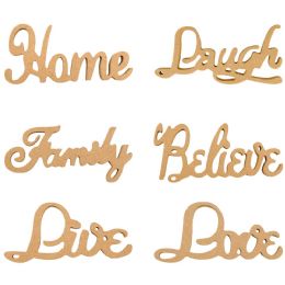 24 pieces Wooden Words In Pdq 17x8x1.2cm 6-Styles Astd - Wall Decor