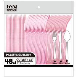 48 pieces 48ct Cutlery Pink 48s - Plastic Dinnerware