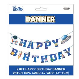 24 pieces B'day Banner Astronaut 12*15cm - Party Banners