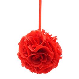 12 pieces 8-inch Silk Pom Flower Red - Hanging Decorations & Cut Out