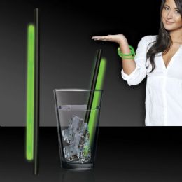 225 Pieces Green Glow 9' Straws & Bracelets - Straws and Stirrers