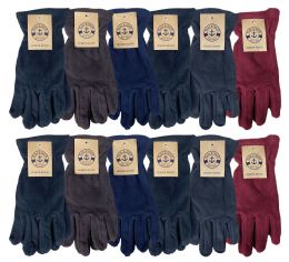 24 Pairs Yacht & Smith Mens Winter Fleece Gloves With Snug Fit Cuff Light Comfortable Weight - Fleece Gloves