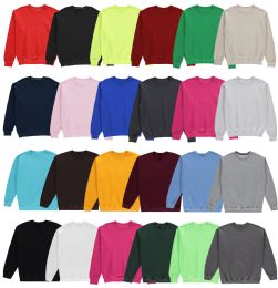 96 Pieces Fleece Line Crew Neck Sweat Shirts Assorted Colors And Brands Unisex Size Large - Mens Sweat Shirt
