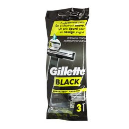 20 pieces Gillette Black Fixed Handle Men's Disposable Razor - 3's - Shaving Razors
