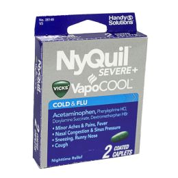 60 pieces Travel Size Nyquil Severe + Vapocool Cold Flu Relief - Box Of 2 - Pain and Allergy Relief