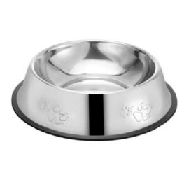 6 pieces 11.8-inch Double Footprint Stainless Steel Pet Feeding Bowl With Rubber Bottom - Pet Accessories